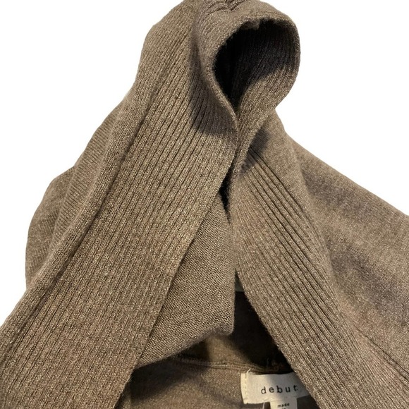 DEBUT Cozy Long Open Cardigan Sweater Pockets Women's Tan Beige Brown S - Picture 8 of 13